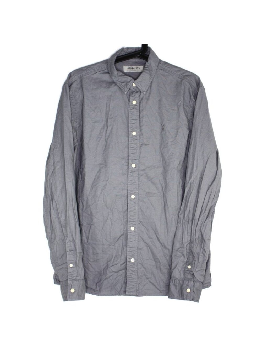 AllSaints Mens Medium Azur Embroidered Ram Logo Button Up Shirt A1783